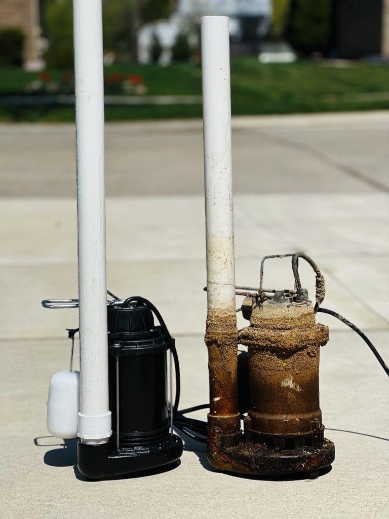 Radon System Repair Process with New and Old Pump Comparison