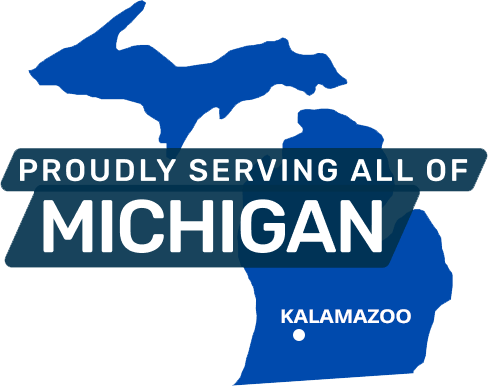 Map of Michigan highlighting Kalamazoo for Radon Services
