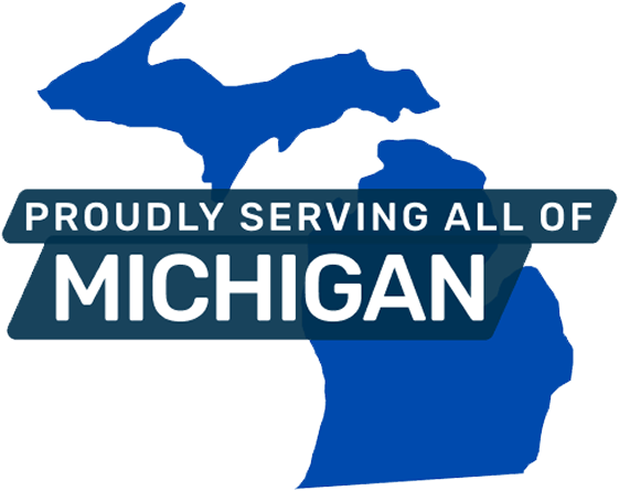 Map of Michigan highlighting radon services coverage